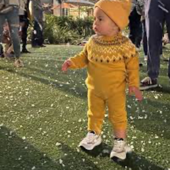 Baby Fair Isle Top & Bottom Set - Cat & Jack™ Yellow e1. - Picture 2 of 10